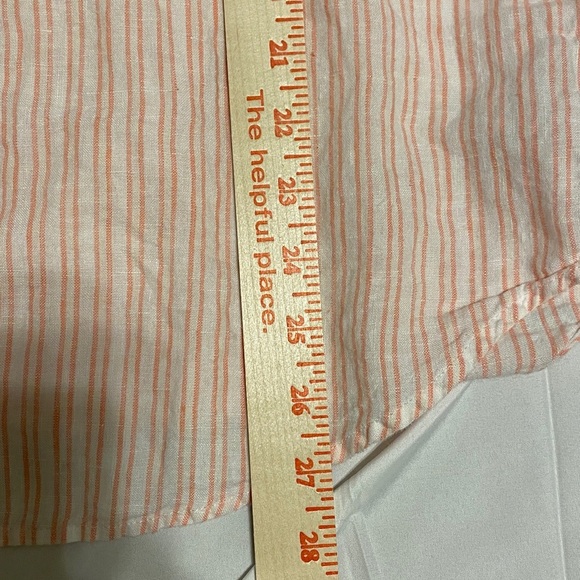 GAP Classic Boyfriend Fit Linen Button-Down Shirt – Peach Stripe – Size M - Picture 7 of 7